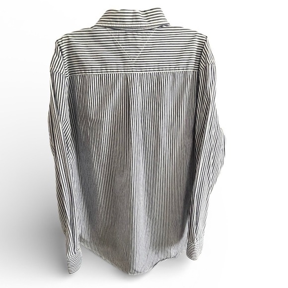 Tommy Hilfiger Mens XL Dark Blue White Striped Button Down Shirt Long Sleeve - Picture 2 of 5